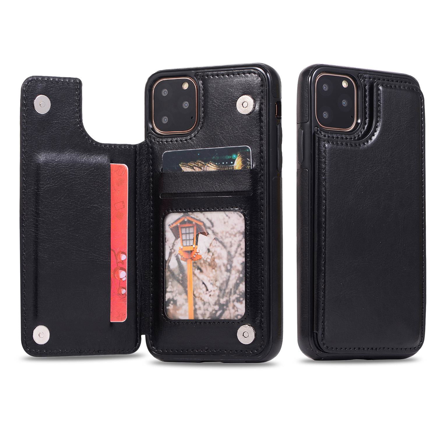 Leather phone case with card bag and wallet for iphone samsung phone case