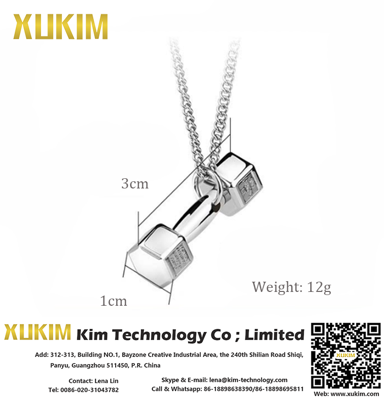 Xukim SSN002 Hip Hop Custom Name Dumbbell Necklace 3