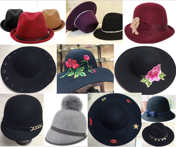 100% Wool Woven Fashion Lady Felt Hat Cowboy Fedora Floppy Bowler Hat Caps
