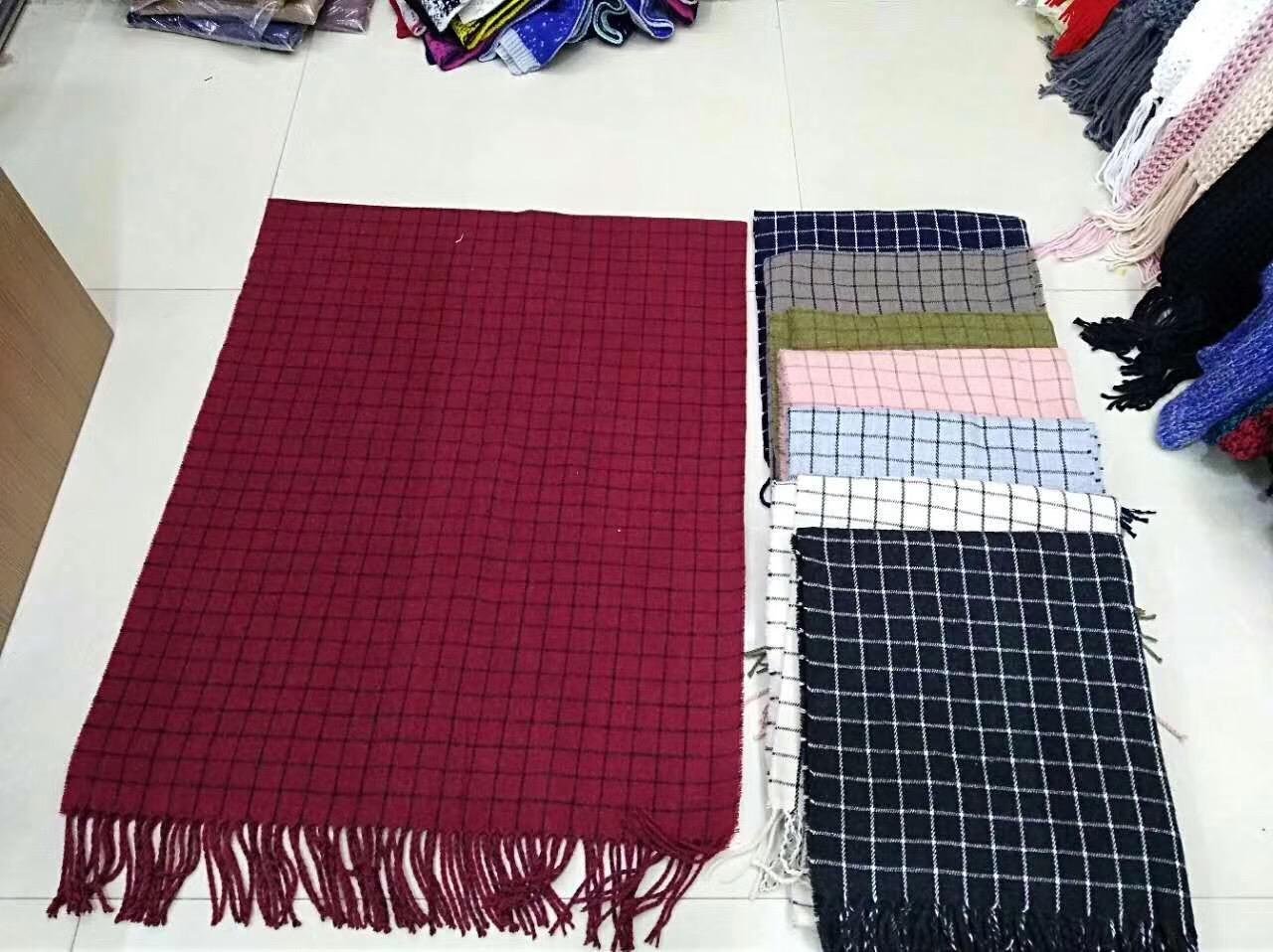 Woman Man Brushed Acrylic Reversible Cashmere Like Fall Winter Check Woven Scarf 4