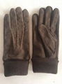 Fashion Winter Sheepskin Goatskin Suede Split Leather Sports Gloves Mittens 2