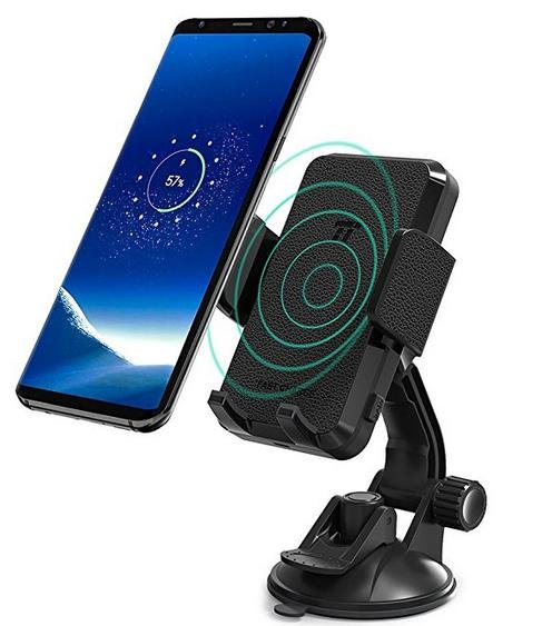 Fast Wireless car Charger with Phone Holder Mount on Dashboard&Windshield&Air Ve