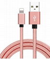 Nylon Braided 2A Fast Charging USB Charger Cable for iPhone iPad iPod