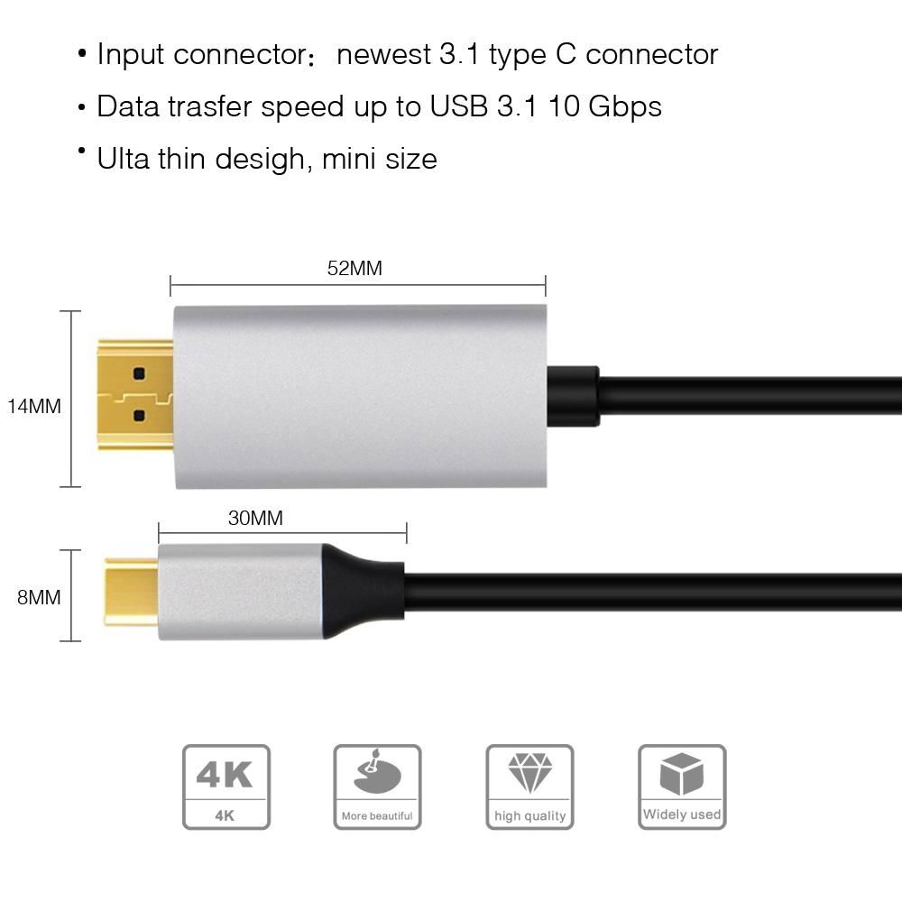 Usb Hdmi Usb 3.1 Type C To Hdmi Cable Usb-C Converter 3 Feet For Macbook Hd Tv 4 5