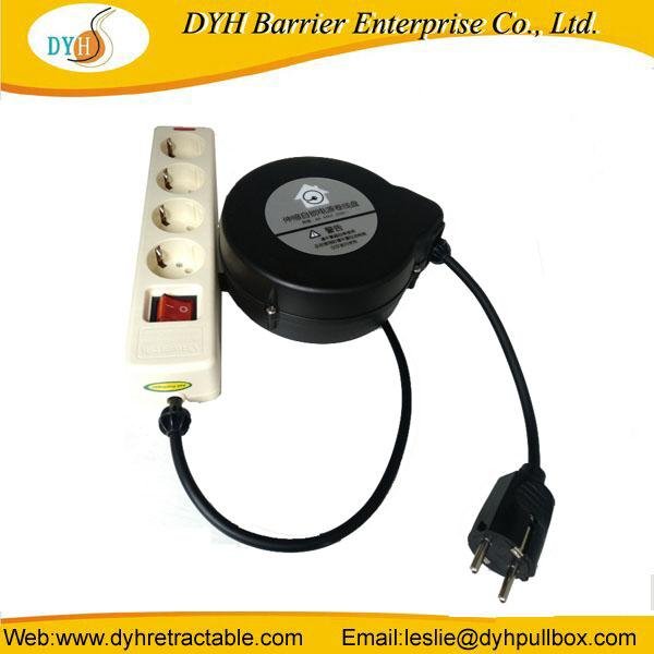 retractable cord reel with socket