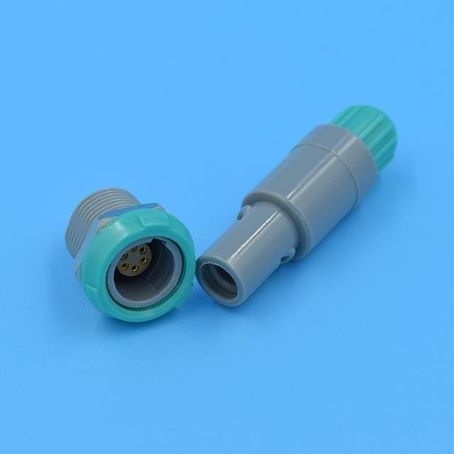 塑料头推拉自锁连接器医疗连接器单定位6针 2