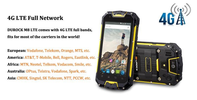 4.5 Inch 4G LTE R   ed Mobile Phone Waterproof R   ed Cellphone with PTT NFC 3