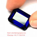 Factory direct emerald cut blue corundum