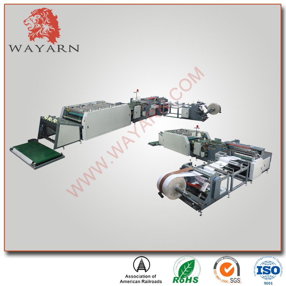 Automatic pp woven bag making machine include cutting sewing printing and collec