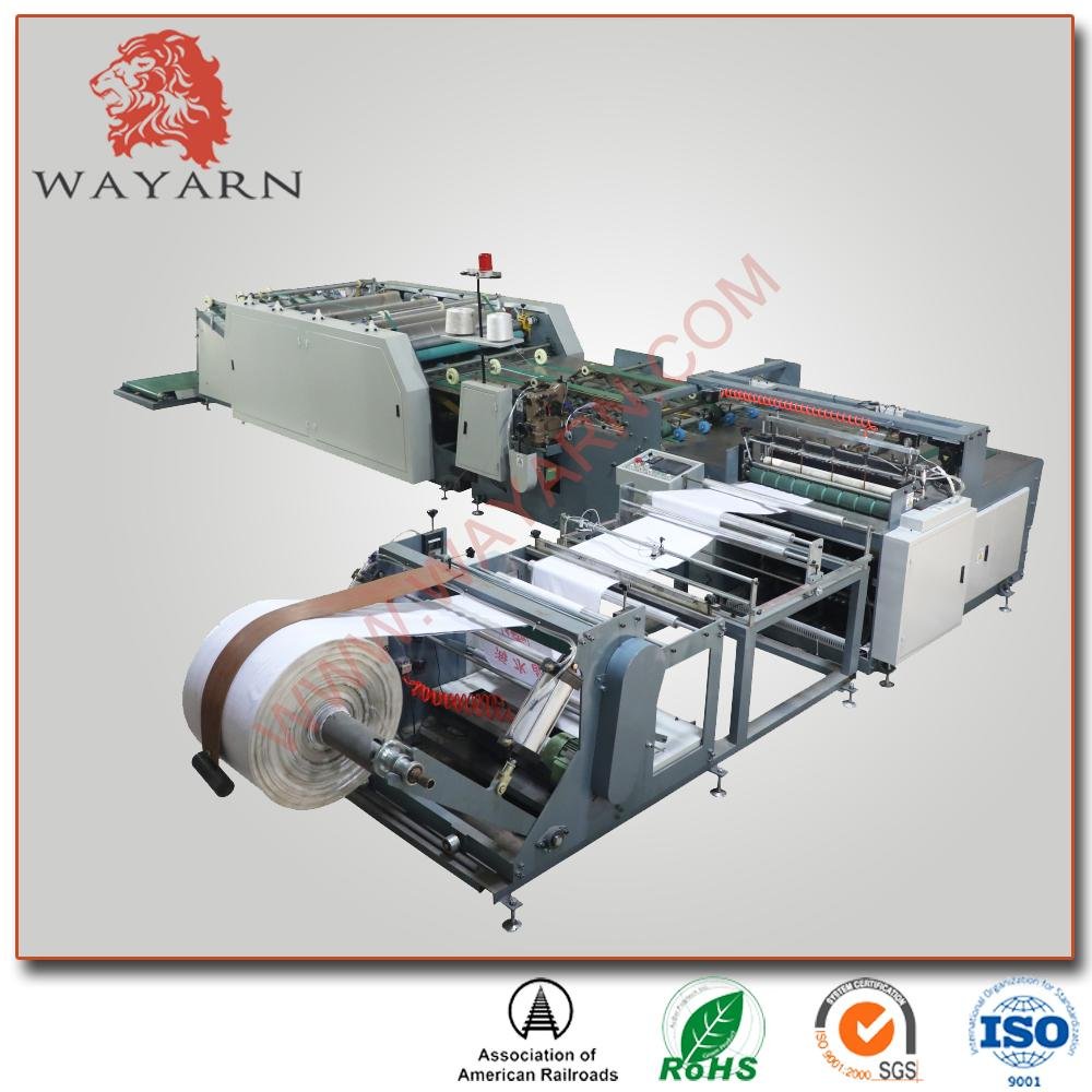 Automatic pp woven bag making machine include cutting sewing printing and collec 5