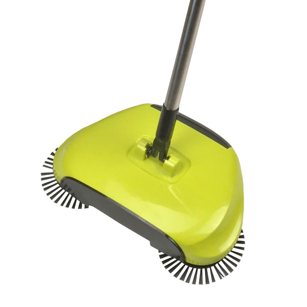 3in1 Broom Dustbin Trash Can Floor Cleaning Machine Rotated Hand Push Sweeper