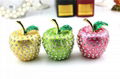 Metal Gifts Apple Shape Trinket Boxes with Crystal Wedding Favor 5
