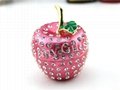 Metal Gifts Apple Shape Trinket Boxes with Crystal Wedding Favor 8