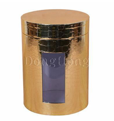 Rigid Gold Textured Mounted Round Packaging Box