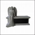 Angel Holding Heart Headstone with Black Granite and White Marble 2