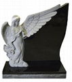 Angel Holding Heart Headstone with Black Granite and White Marble 5