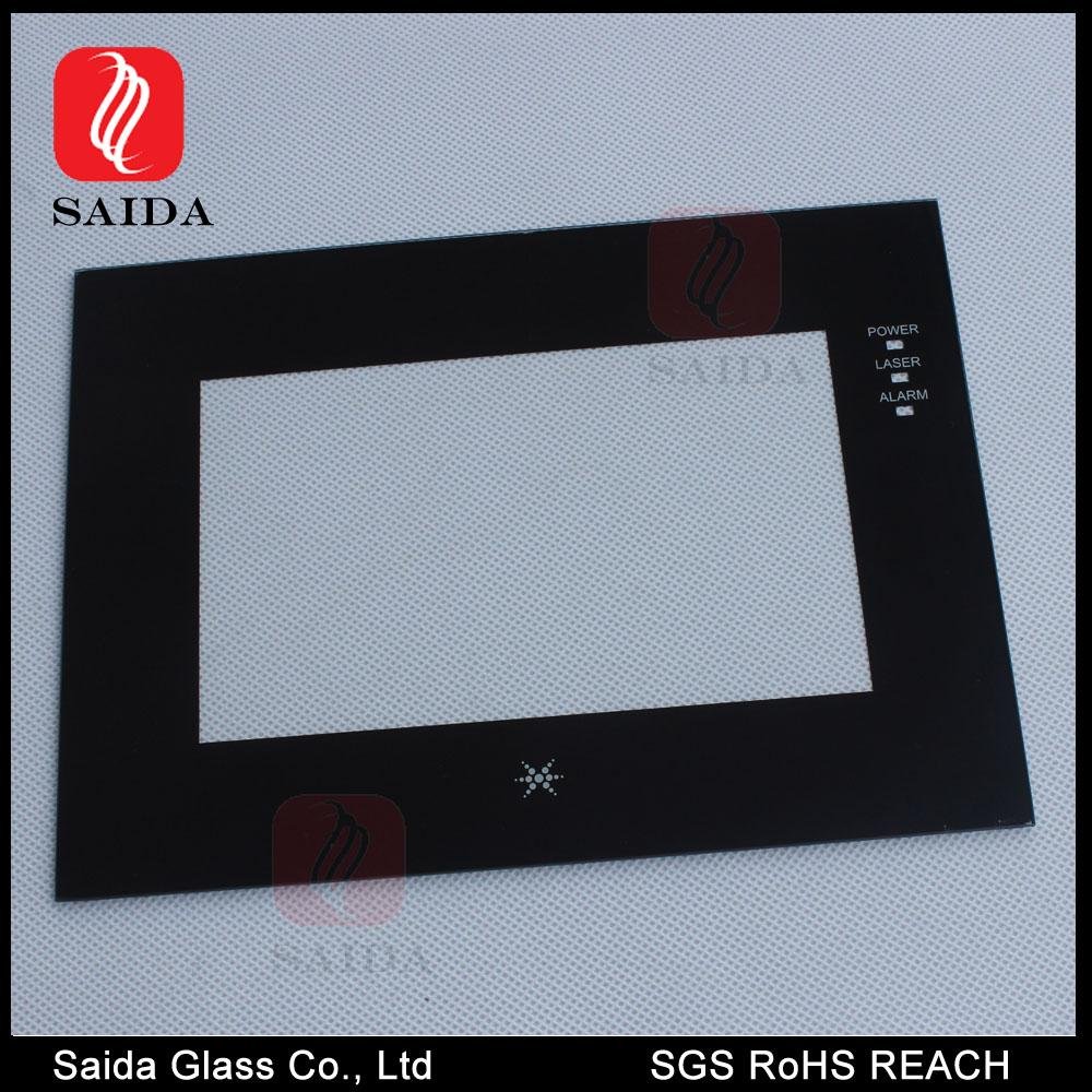2-3mm tempered silk screen glass front bezel for Touch Panel PC 4