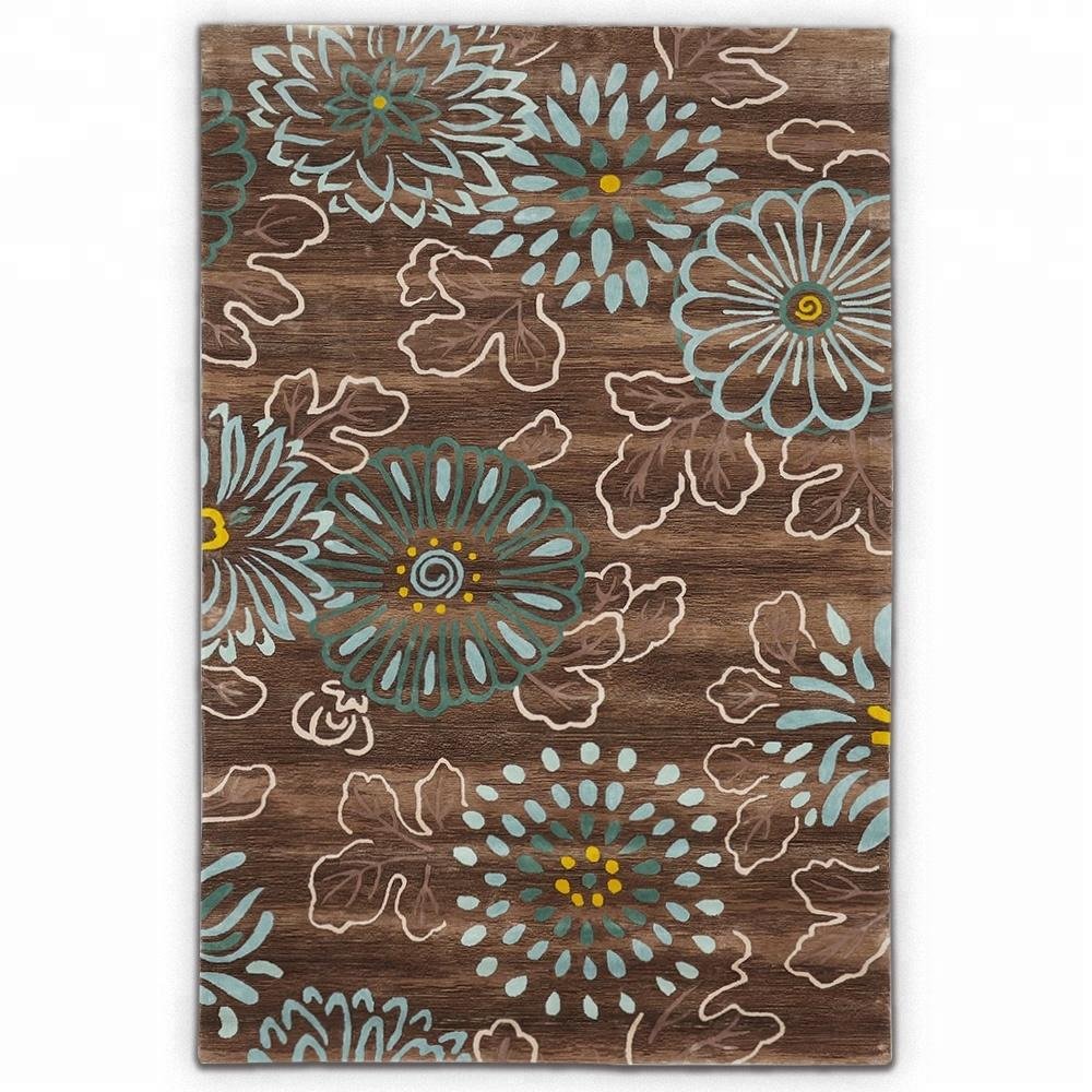 Hand tufted flower wool floor carpet