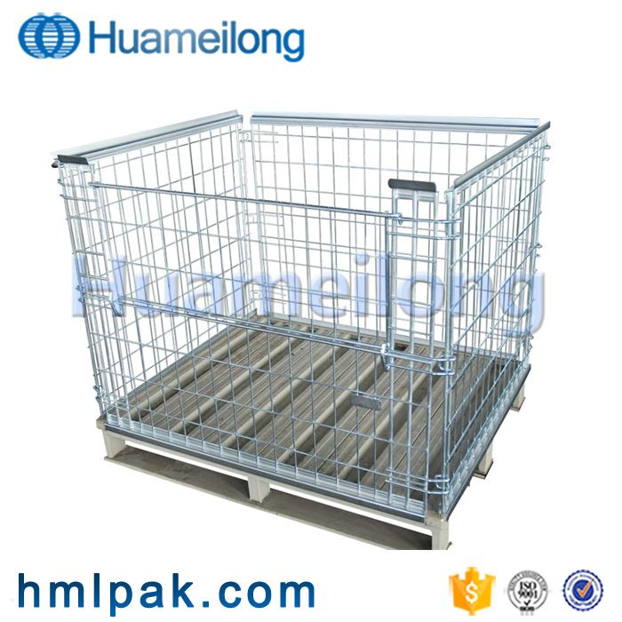 Foldable stackable collapsible storage galvanized steel cages pallets for sale