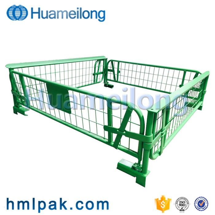 Warehouse stackable foldable metal euro storage rigid welded wire cage pallet 2