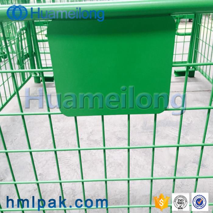 Warehouse stackable foldable metal euro storage rigid welded wire cage pallet 4