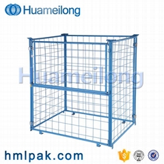 Heavy duty collapsible foldable cheap rigid pallet cage for handling goods