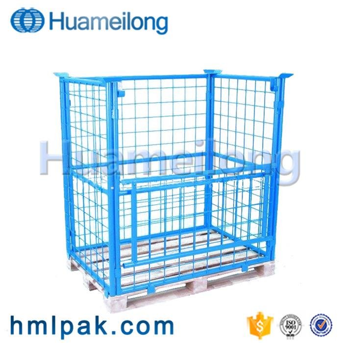 Heavy duty collapsible foldable cheap rigid pallet cage for handling goods 2