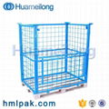 Heavy duty collapsible foldable cheap rigid pallet cage for handling goods 2