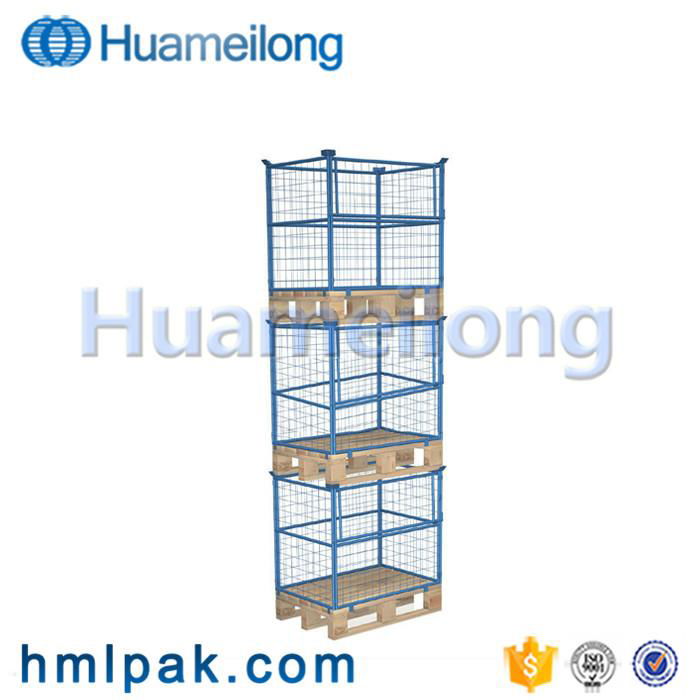 Heavy duty collapsible foldable cheap rigid pallet cage for handling goods 3