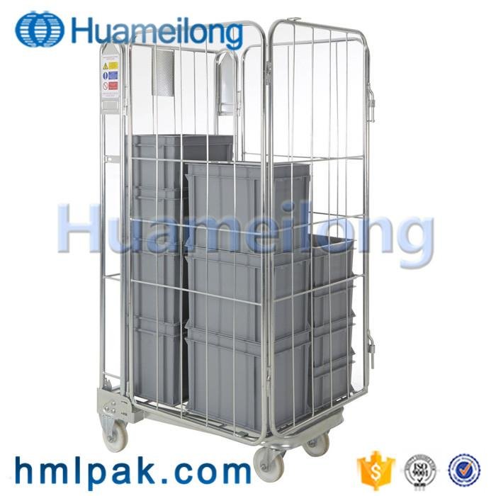 Mobile warehouse best quality foldable collapsible wire mesh roll cage trolley 
