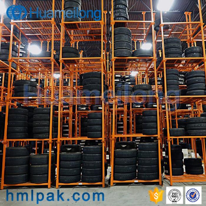 Heavy duty adjustable portable warehouse storage stacking steel tire racking  5