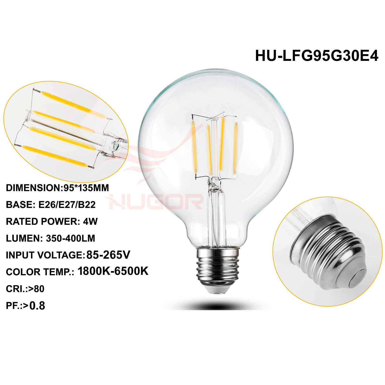 Led Filament Bulb G95/G30 4W GOLD 2