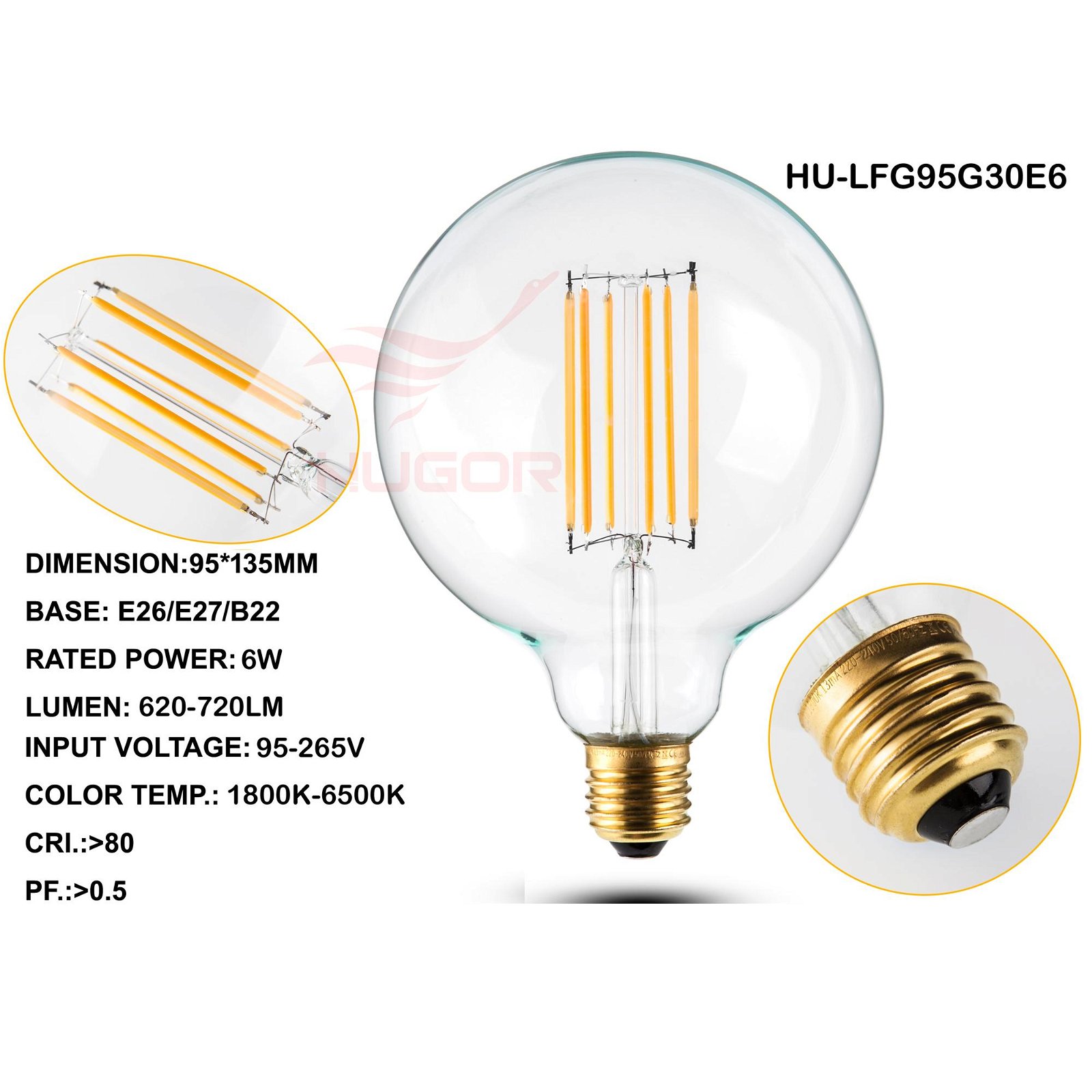 Led Filament Bulb G95/G30 4W GOLD 3
