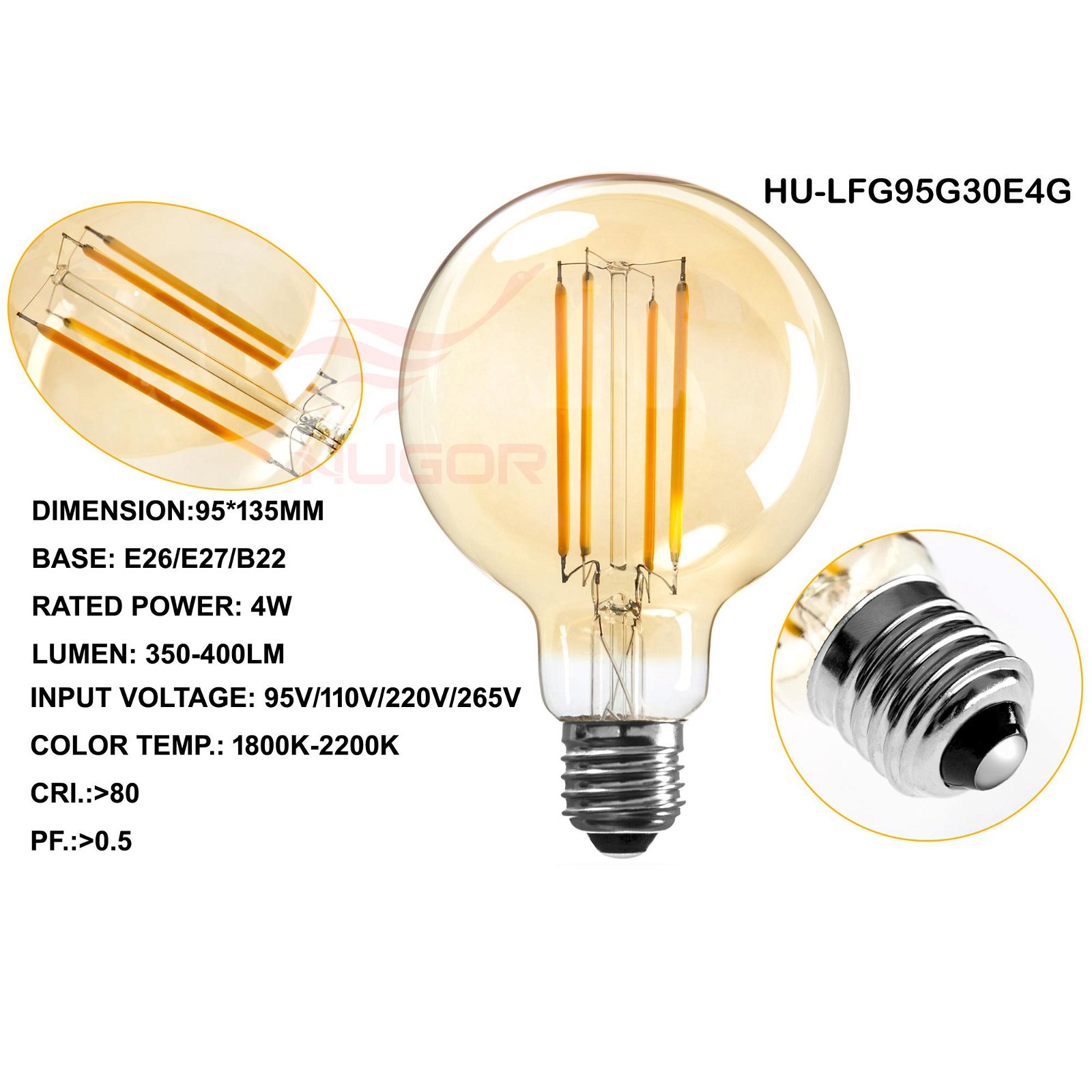 Led Filament Bulb G95/G30 4W GOLD