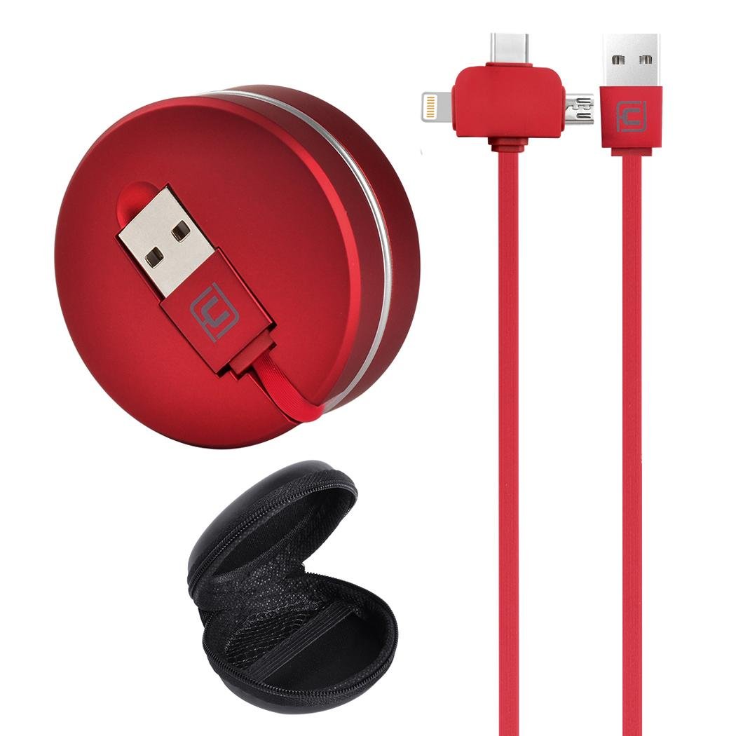 3 in 1 retractable charging data cable