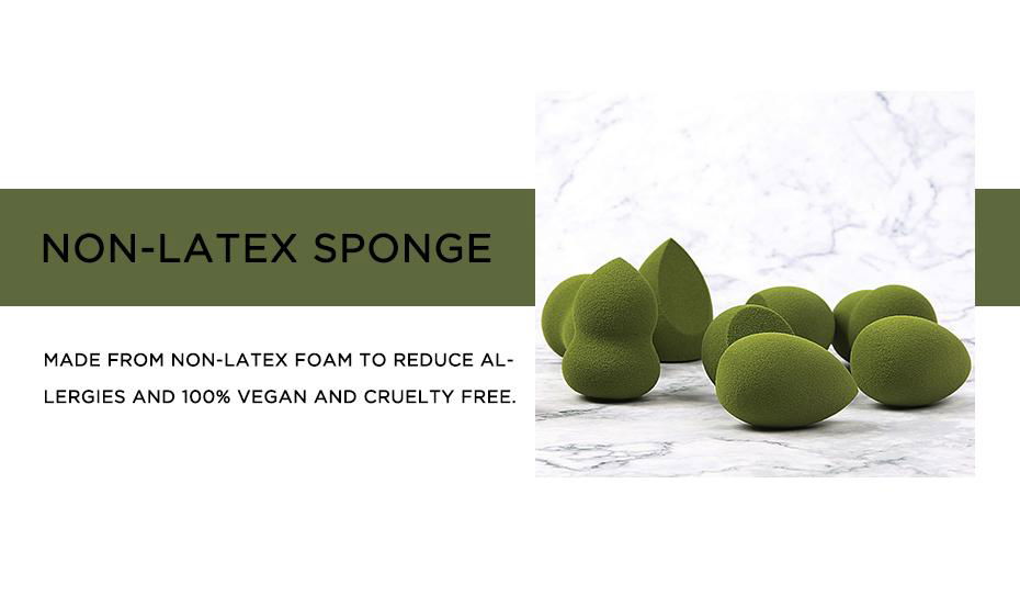 Wholesale Soft Green Tea Latex Free Makeup Beauty Sponge Blender 3