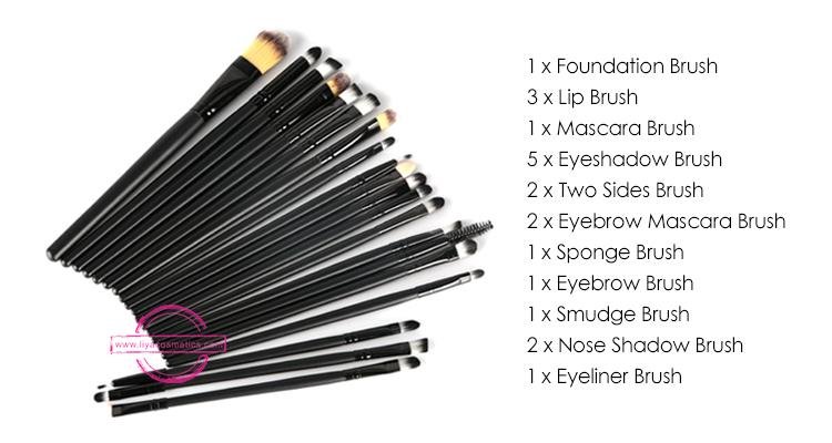 Professional eye makeup 20pcs synthetic hair eye liner eye shadow brush 4