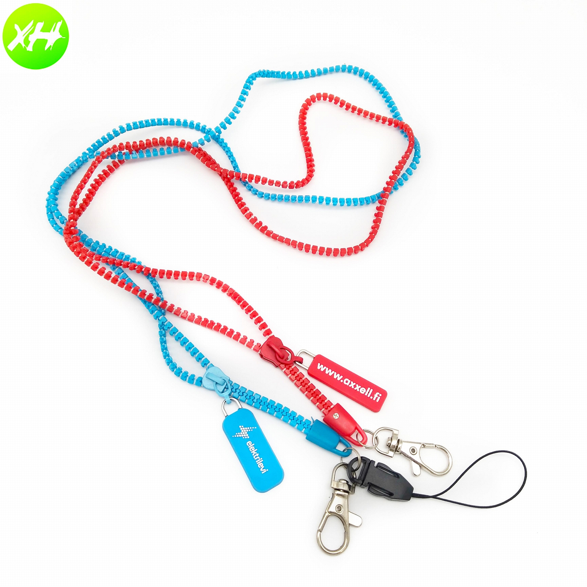 China Lanyard Factory Xinghong OEM Coiled Lanyard Plastic Zipper