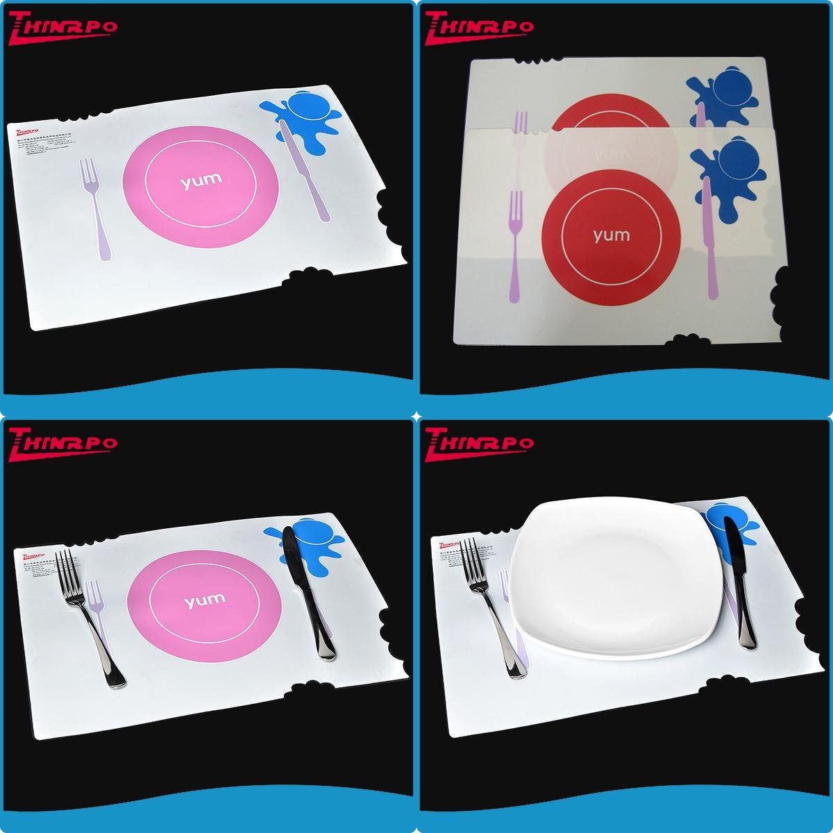 scan print heat resistant silicone rubber table mat dinner placemat 2