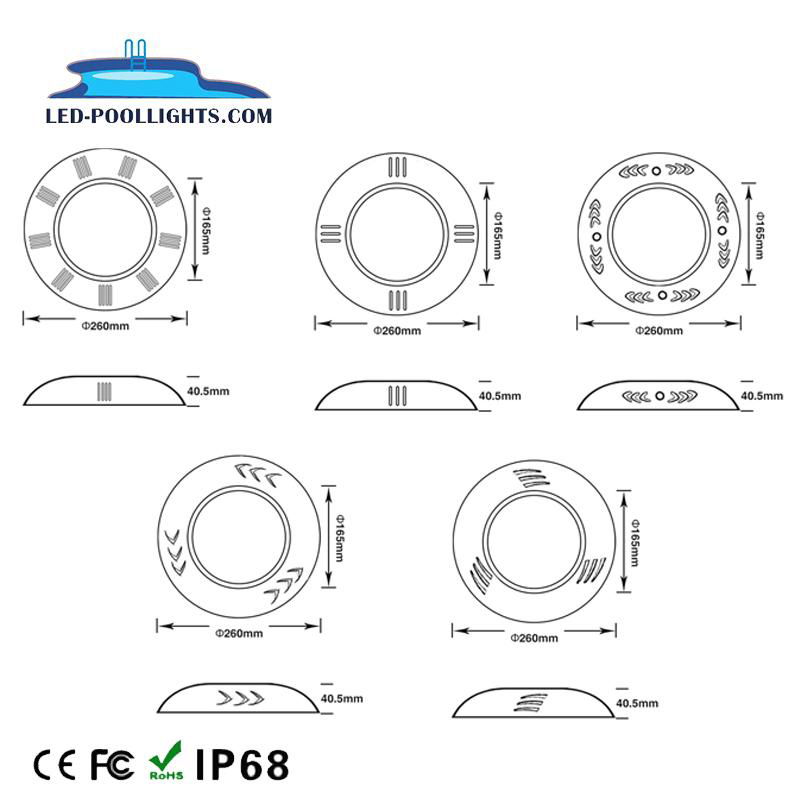 Wall recessed or wall mounted resin filled LED underwater swimming pool light 4