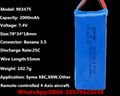 7.4V 500mah 750mah 850mah 1100mah 1200mAh 25C RC Lipo Battery. 