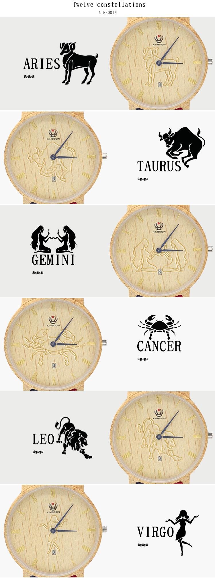 XINBOQIN Wholesale Constellation Zodiac Unisex Ultra Thin Wrist Watch  5