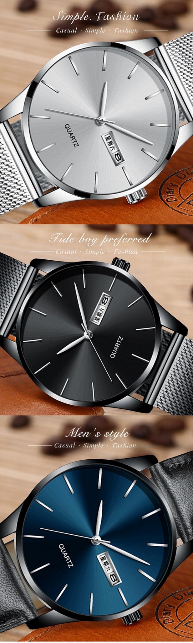 XINBOQIN Manufacturer Wholesale Fashion Charm Mens Ultra Thin Quartz Wrist Watch 2