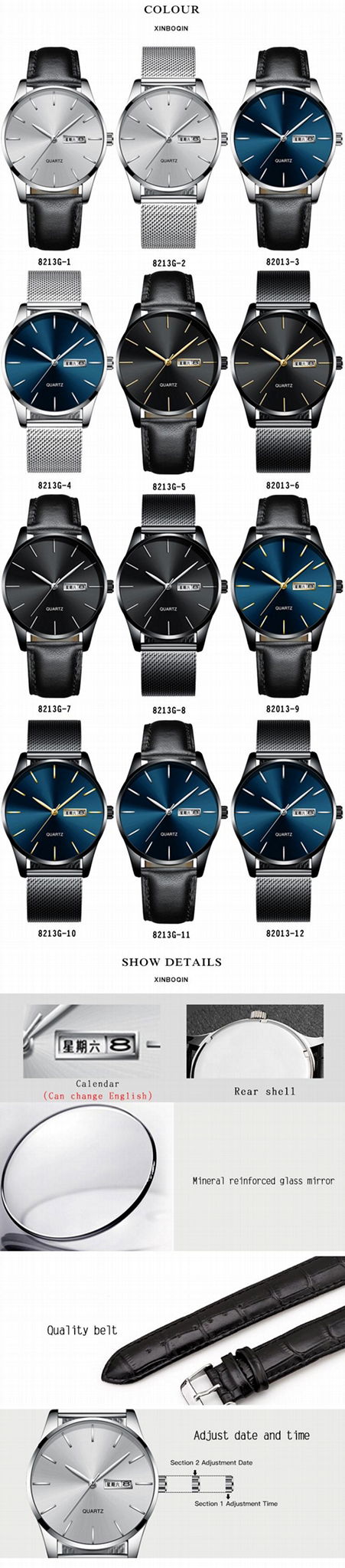 XINBOQIN Manufacturer Wholesale Fashion Charm Mens Ultra Thin Quartz Wrist Watch 4