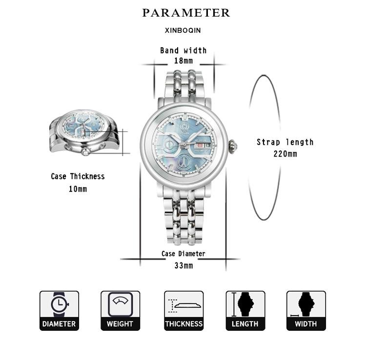XINBOQIN Wholesale Ladies Luxury Automatic Mechanical Waterproof Wrist Watches 3