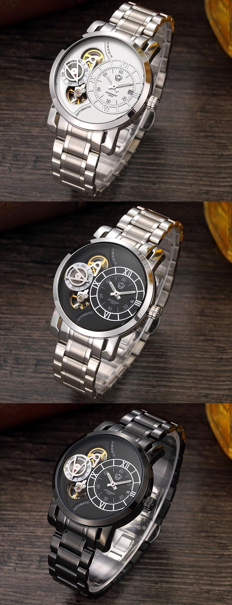 XINBOQIN Wholesale Two Movement Stainless Steel Water Proof Men's Watches 5
