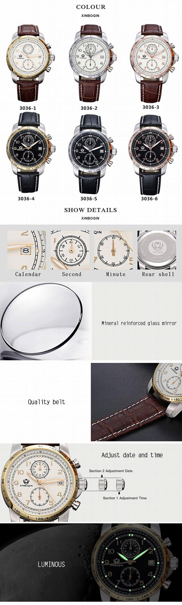 XINBOQIN Chinese Watch Supplier Wholesale Men's Charm Quartz Waterproof Watch  4