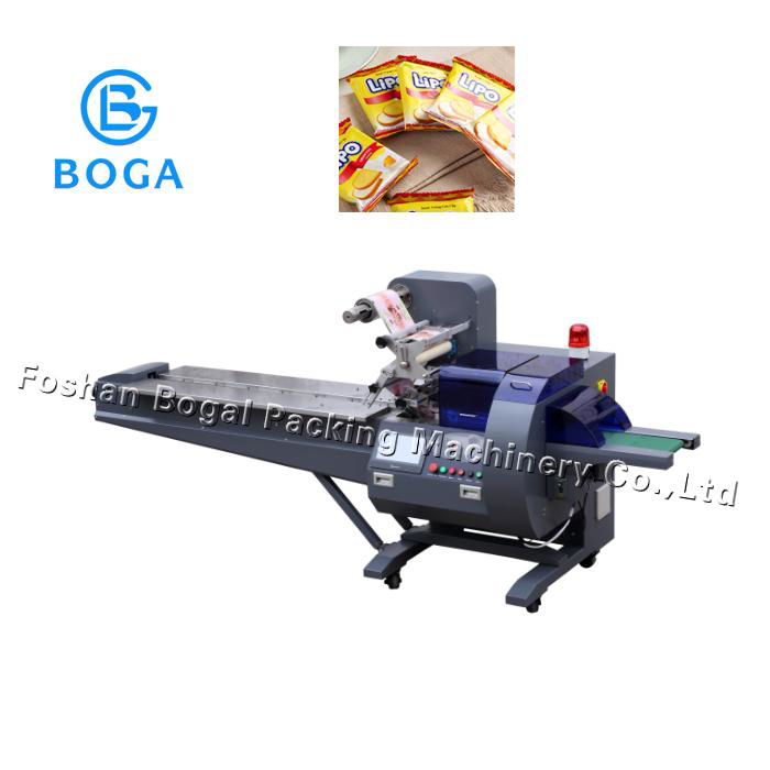 High speed three servo motors bread packaging machine