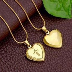 18K GOLD PLATED CUSTOM CROSS HEART PENDANT