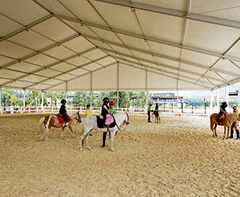 Round rain shelter tent for horse walking in the racecourse